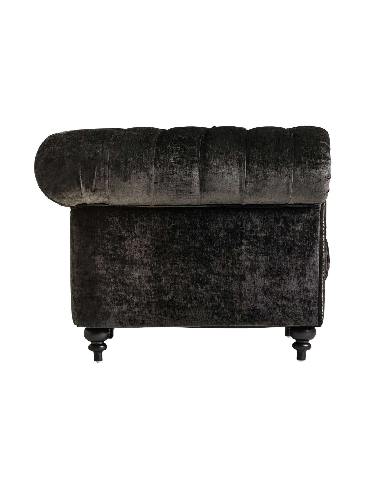 Fauteuil de salon chesterfield velours noir Crawley