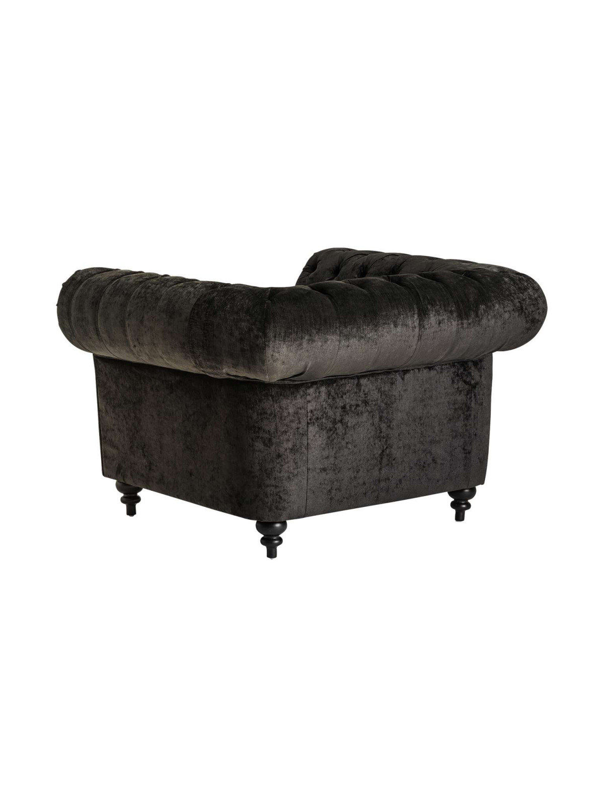 Fauteuil de salon chesterfield velours noir Crawley