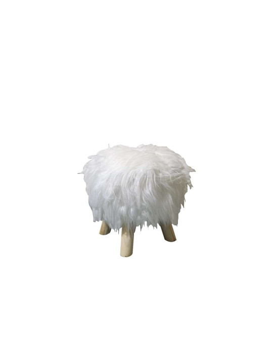 Pouf cabra fourrure blanche