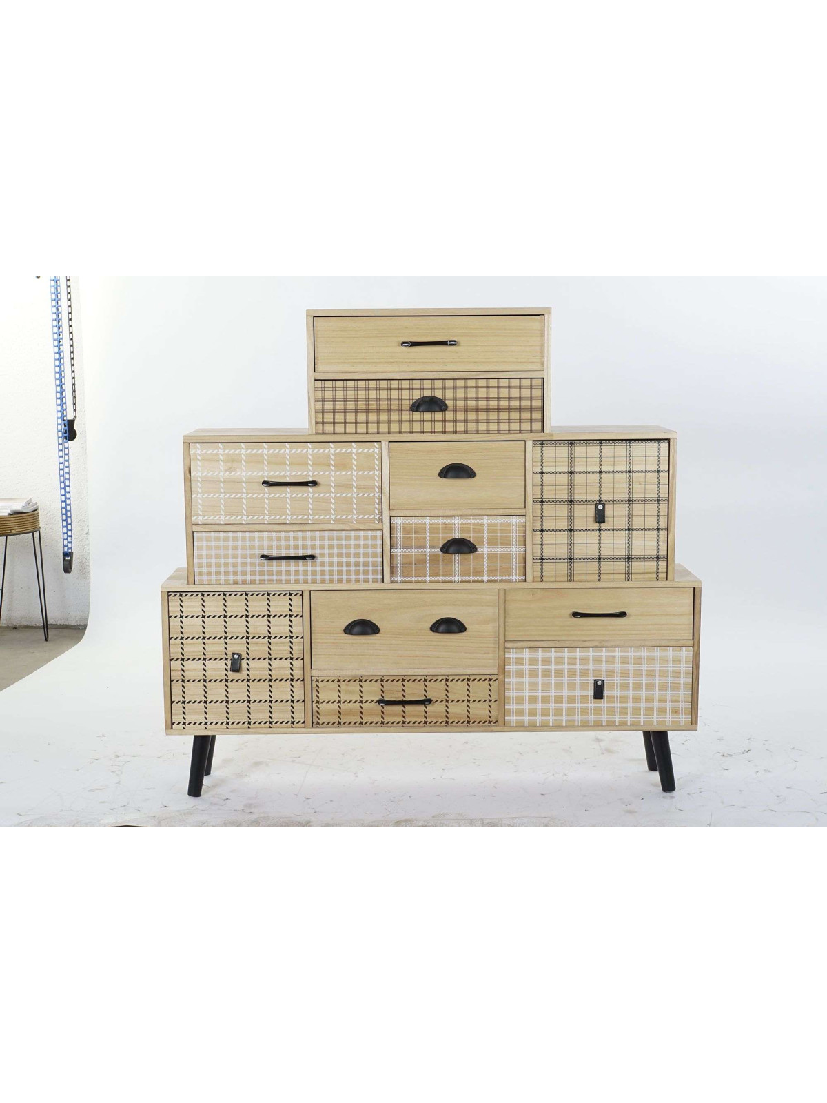 Commode 12 tiroirs Rombo en bois de Paulownia