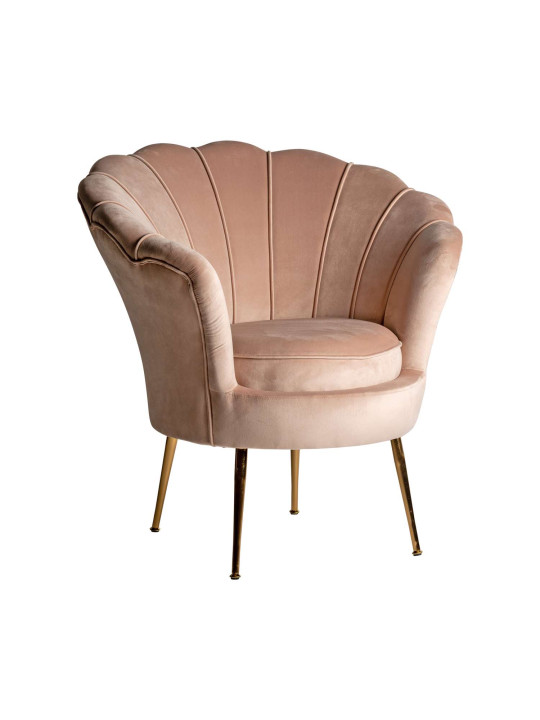 Fauteuil coquillage Valentina Velours beige