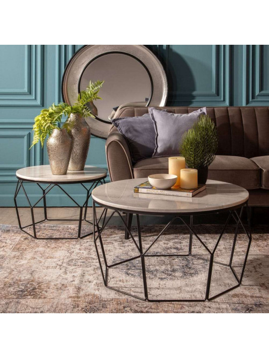 Lot de 2 tables basses gigognes en marbre