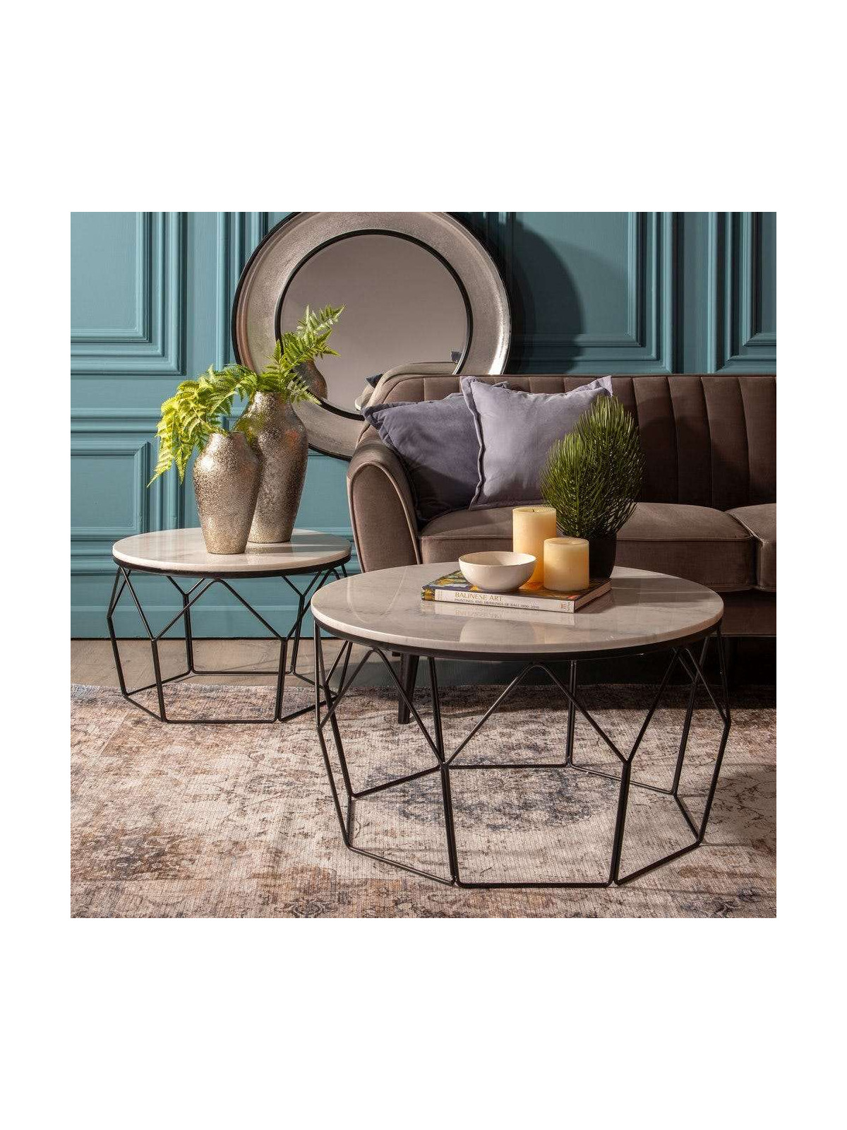Lot de 2 tables basses gigognes en marbre