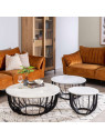 Table basse design en marbre et fer Table basse design en marbre et fer