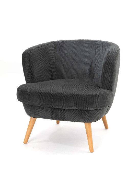 Fauteuil Dagmard Jasper gris côtelé