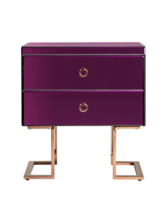 Table de chevet Fusion mauve et or