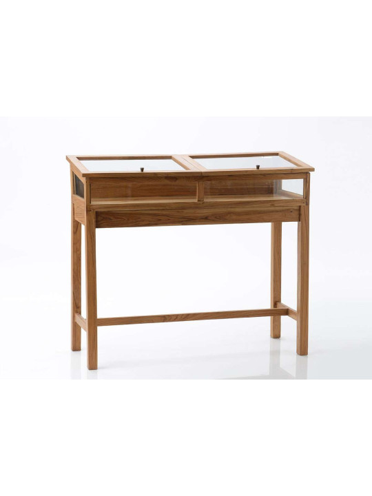 Console vitrine en teck 2 portes