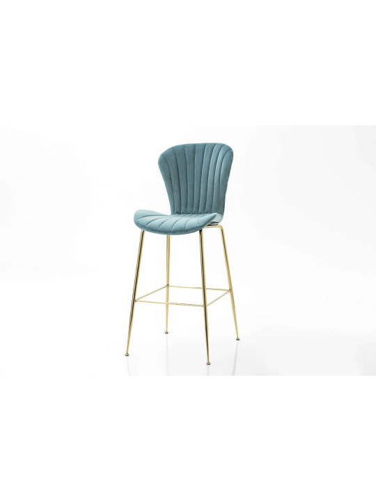 Chaise haute coquillage velours bleu