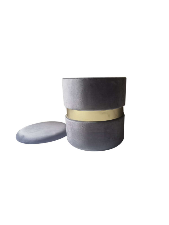 Pouf-coffre velours gris