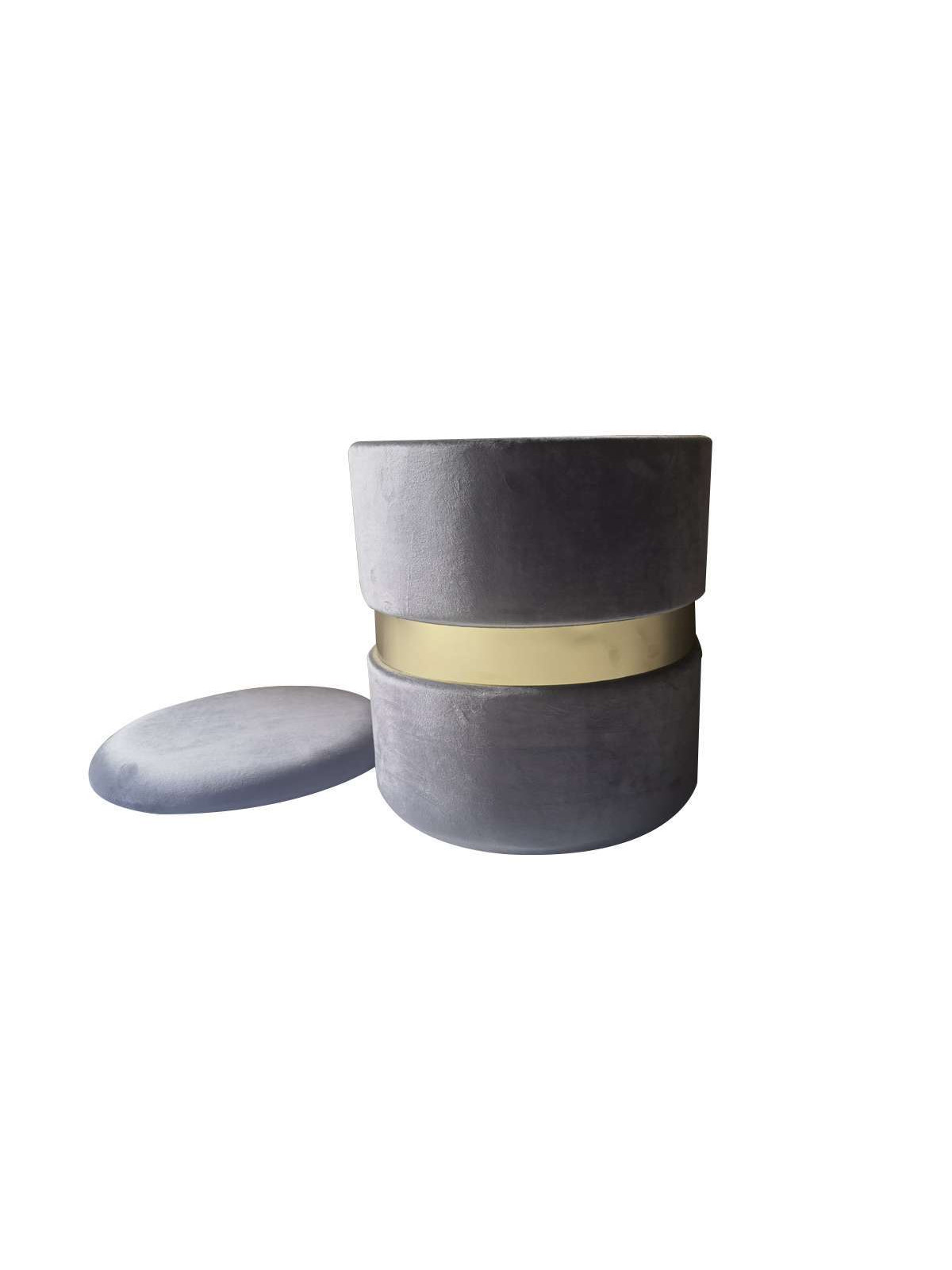 Pouf-coffre velours gris