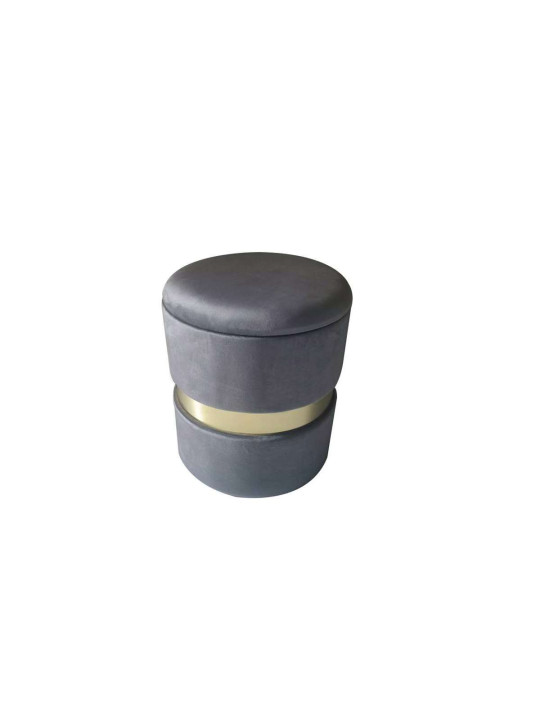 Pouf-coffre velours gris