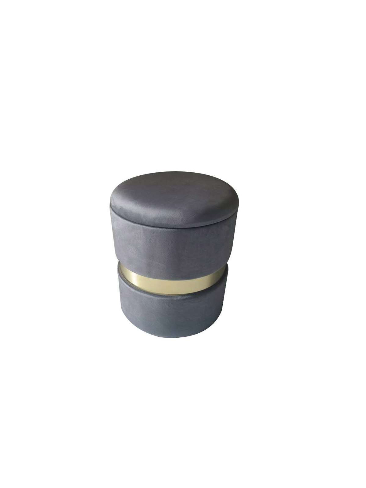 Pouf-coffre velours gris