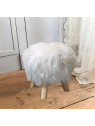 Pouf cabra fourrure blanche