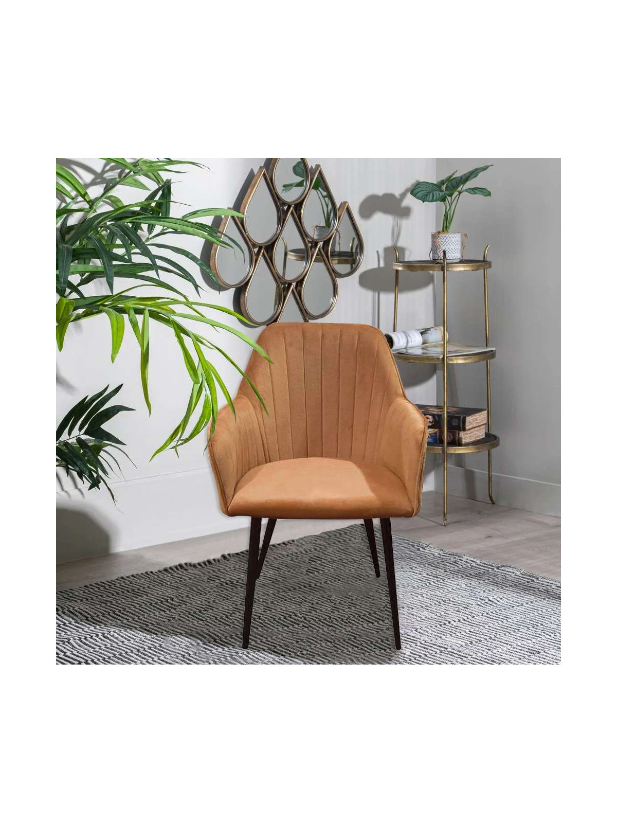 Fauteuil Lara velours orange