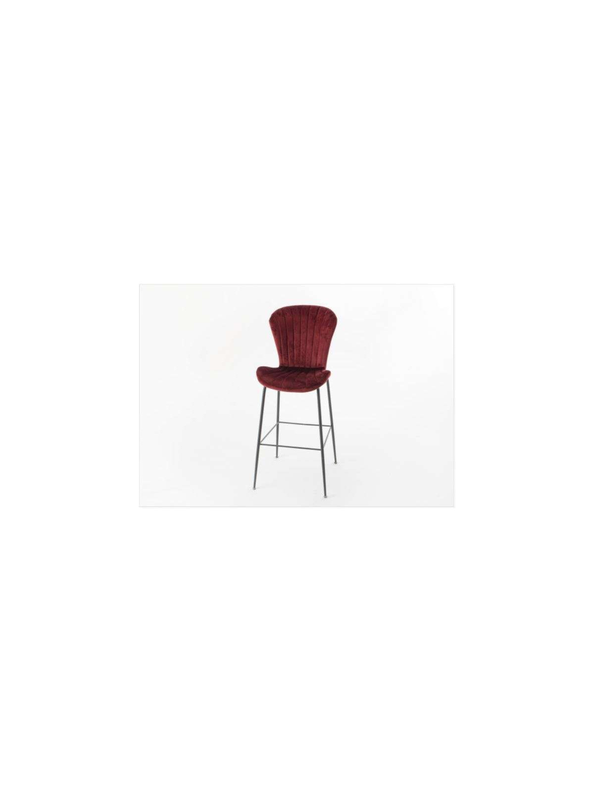 Chaise haute coquillage velours bordeaux et métal noir