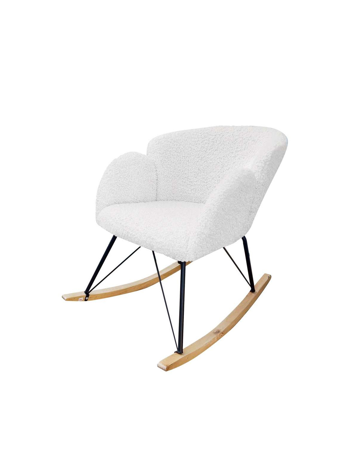 Rocking chair design Rhapsody tissu blanc effet laine bouclée