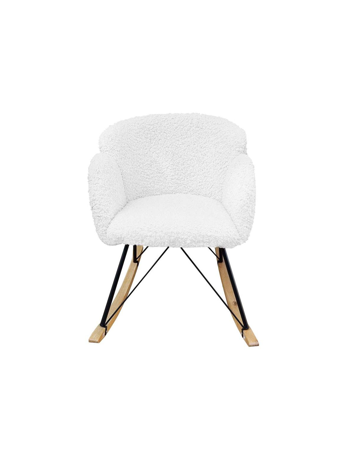 Rocking chair design Rhapsody tissu blanc effet laine bouclée