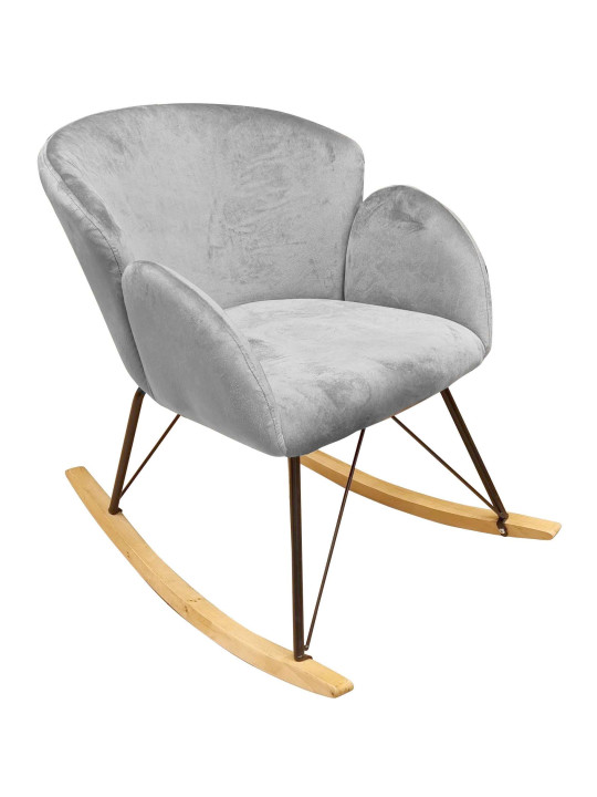 Rocking chair design Rhapsody tissu gris effet laine bouclée