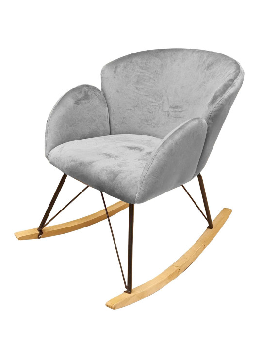 Rocking chair design Rhapsody tissu gris effet laine bouclée