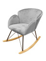 Rocking chair design Rhapsody tissu gris effet laine bouclée