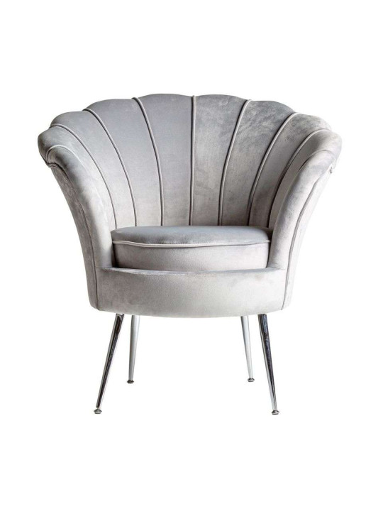 Fauteuil coquillage Valentina Velours gris