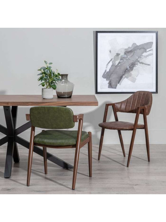Lot de deux Chaises simili cuir vert Ixia