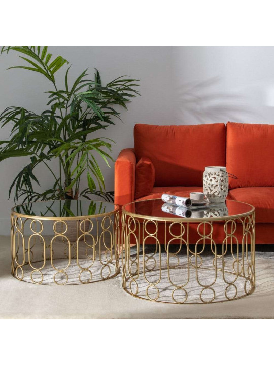 Set de 2 tables basses or