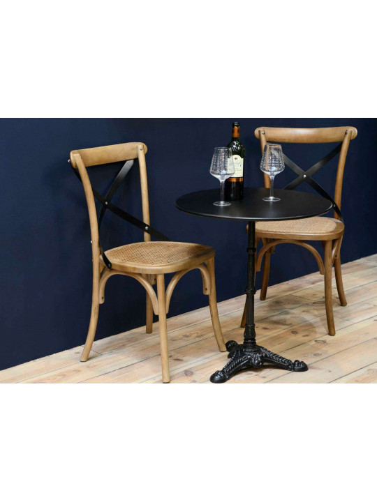 Chaise Bistrot bois croisillon métal noir