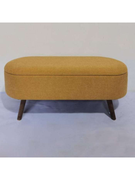 Banquette en tissu jaune moutarde