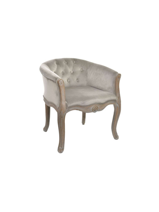 Duo de fauteuils cabriolet capitonné velours gris Duo de fauteuils cabriolet capitonné velours gris