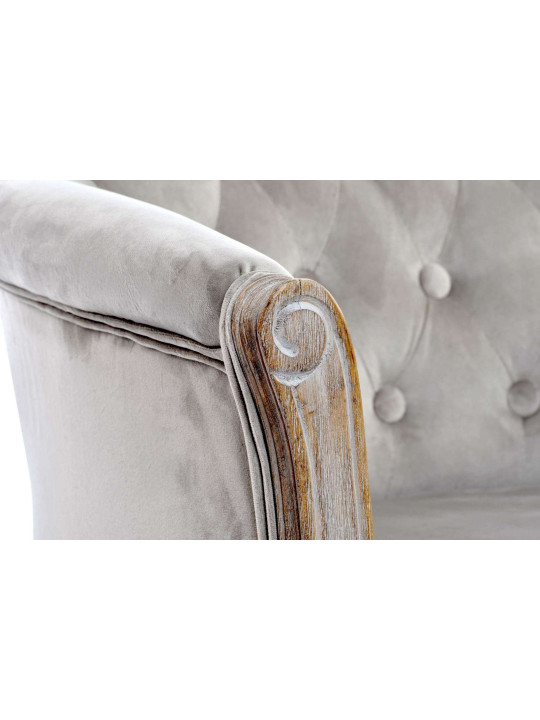 Duo de fauteuils cabriolet capitonné velours gris Duo de fauteuils cabriolet capitonné velours gris