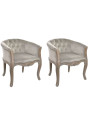 Duo de fauteuils cabriolet capitonné velours gris Duo de fauteuils cabriolet capitonné velours gris