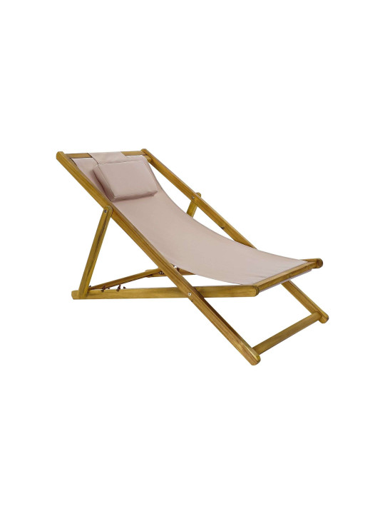 Chaise longue en bois d'acacia beige Chaise longue en bois d'acacia beige
