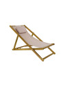 Chaise longue en bois d'acacia beige Chaise longue en bois d'acacia beige
