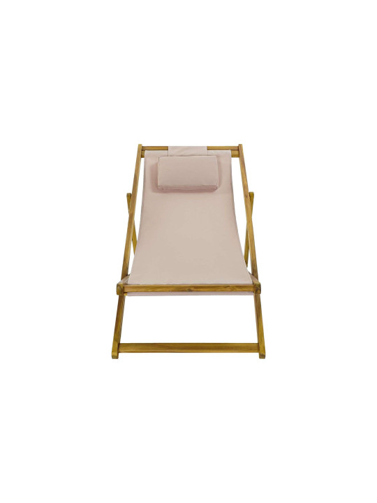 Chaise longue en bois d'acacia beige Chaise longue en bois d'acacia beige