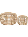 Set de deux tables d'appoint rotin et bambou