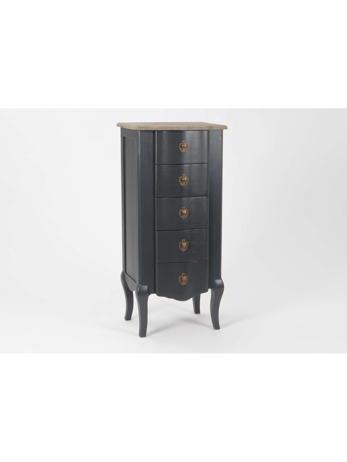 Chiffonnier bois gris galbé chic