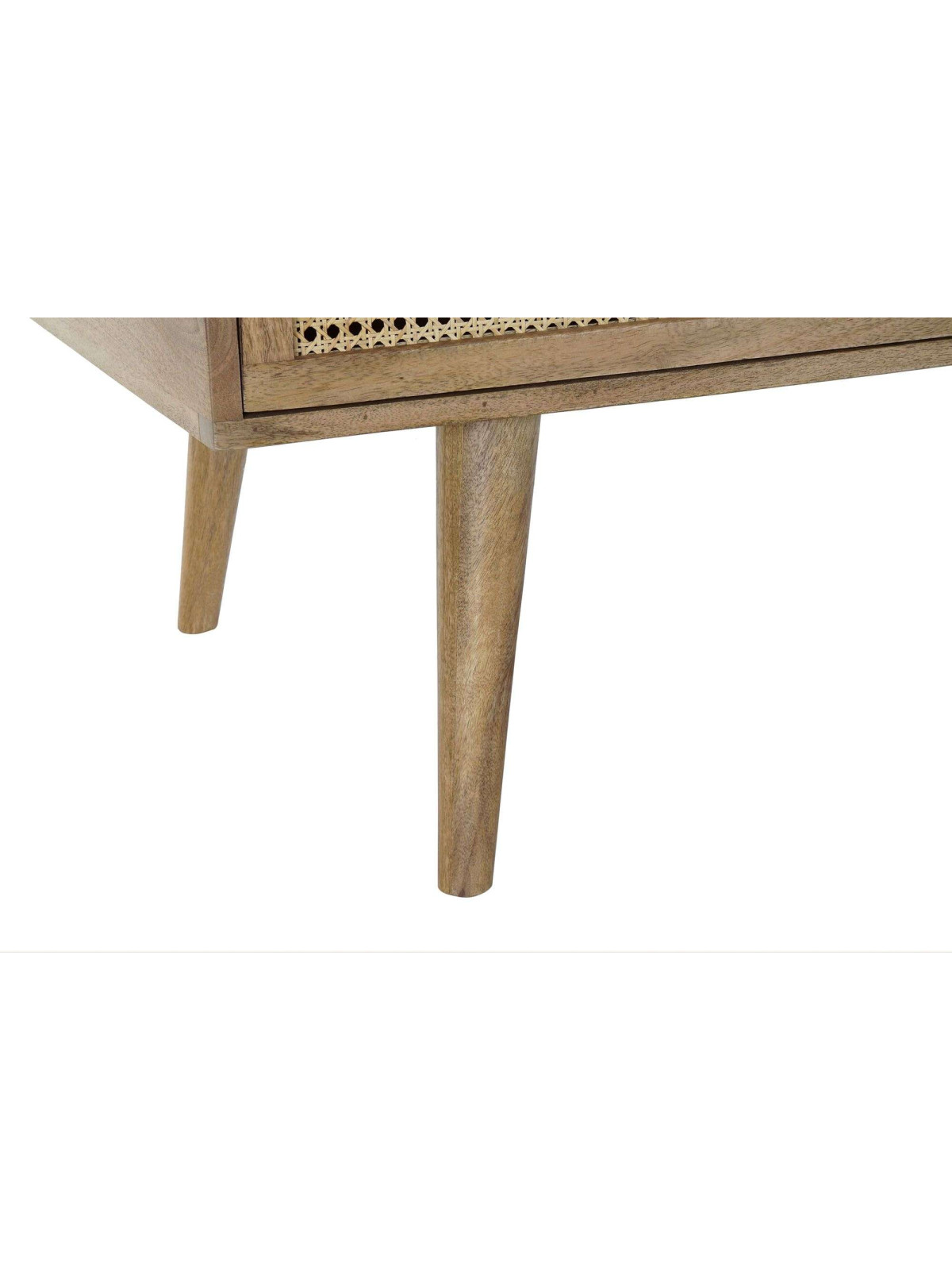 Table basse en bois de manguier et cannage