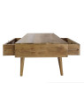 Table basse en bois de manguier et cannage