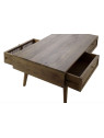 Table basse en bois de manguier et cannage