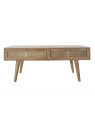 Table basse en bois de manguier et cannage