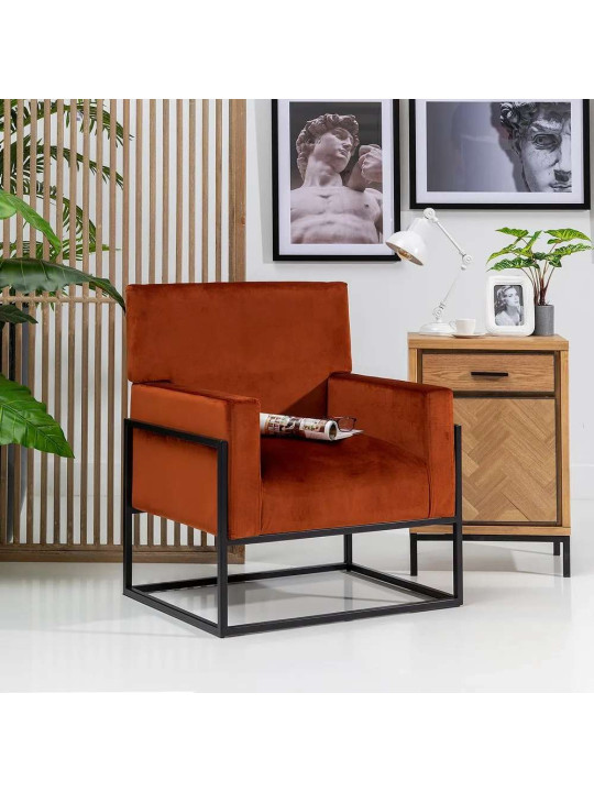 Fauteuil Martina velours orange