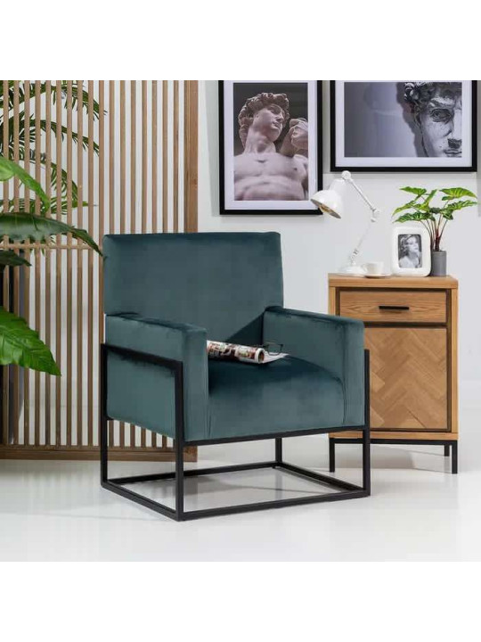 Fauteuil Martina velours bleu Fauteuil Martina velours bleu