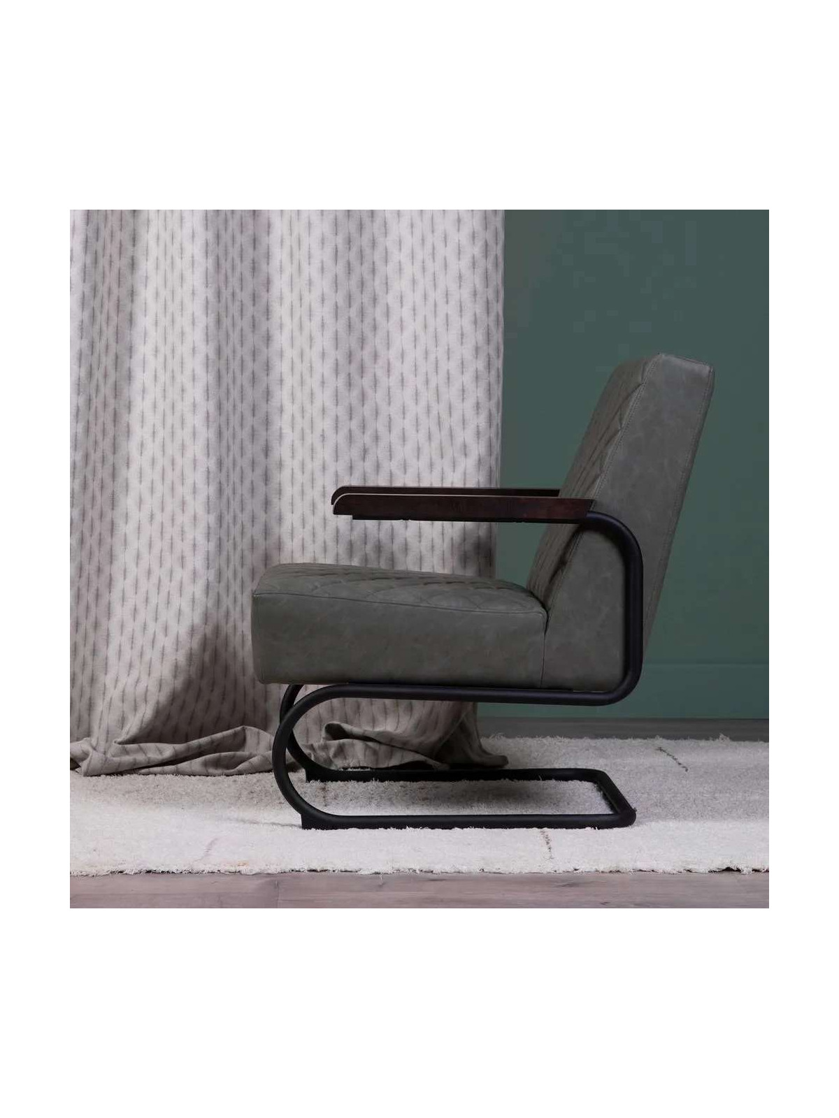 Fauteuil Millport en cuir gris