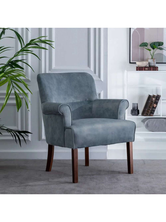 Fauteuil Lorca velours bleu