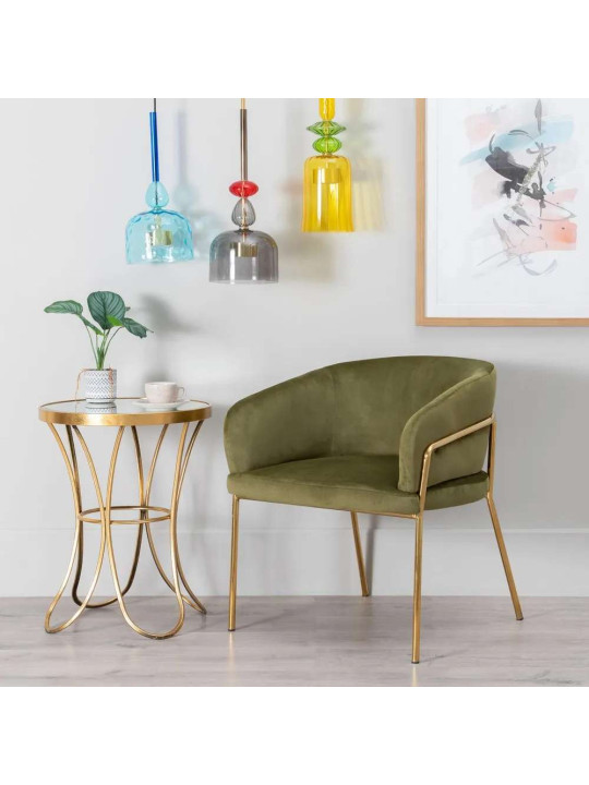 Fauteuil velours vert Anita Fauteuil velours vert Anita