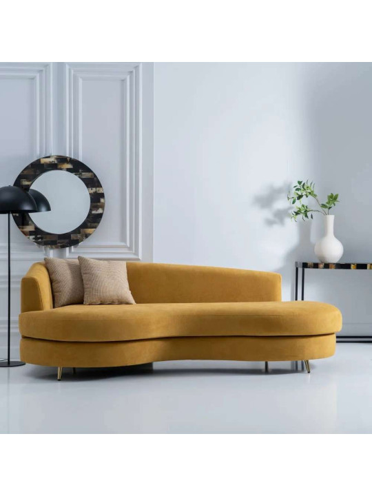 Canapé design en velours moutarde