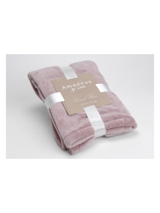 Plaid Amadeus doudou pour enfant couleur bois de rose