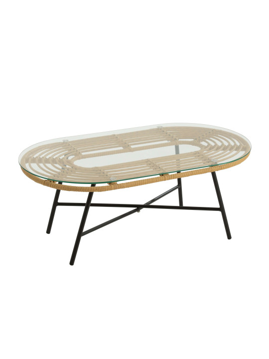 Table basse ovale en verre