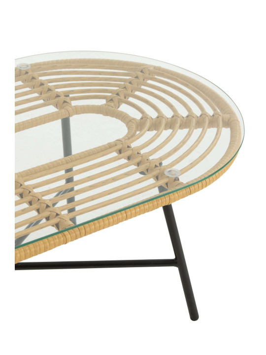 Table basse ovale en verre
